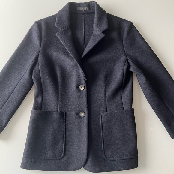 The Row Navy Blue Virgin Wool Blend Blazer w/ 3/4 Sleeves, Size 6 - Picture 3 of 8